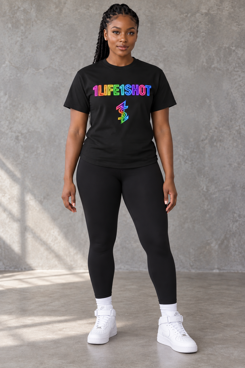Neon Tee — AI model preview