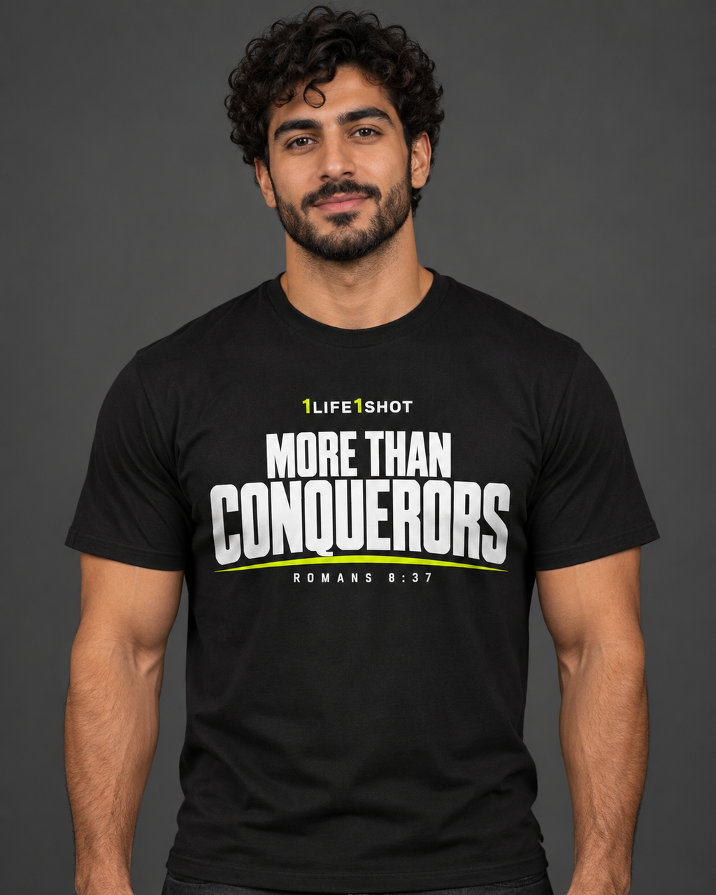 Romans 8:37 Tee — AI model preview